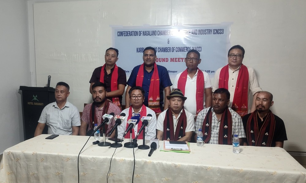 CNCCI, KACC and DCCI officials at the press conference in Dimapur on July 20. (Morung Photo)